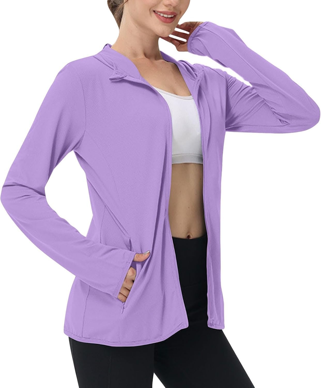 Womens Sun Shirts Full Zip UPF 50+ Sun Protection Hoodie Jacket Lightweight Long Sleeve Hiking Outdoor Jackets