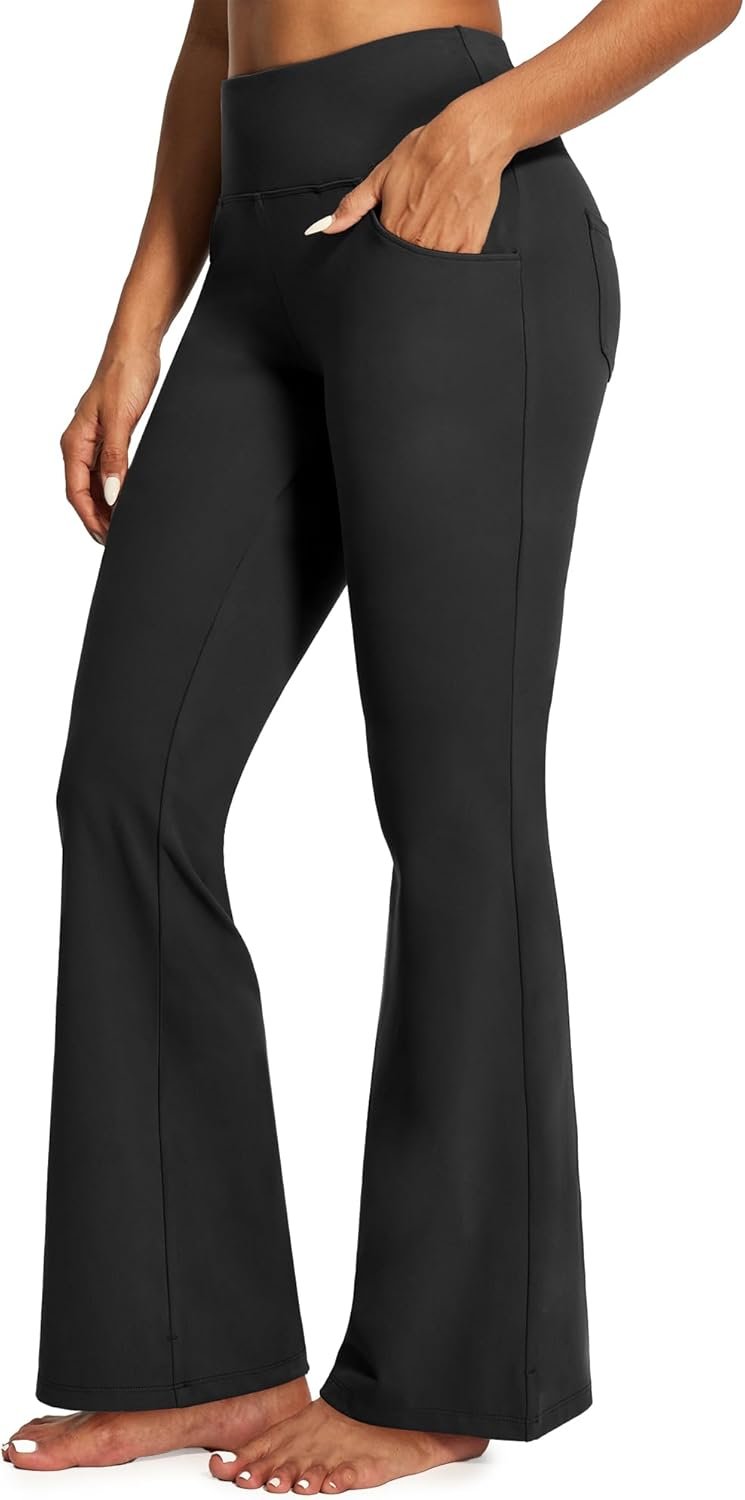 IUGA Yoga Pants Women Wide Leg High Waist Bootcut Workout Flare Leggings Tummy Control Work Dress Pants Women 4 Pockets
