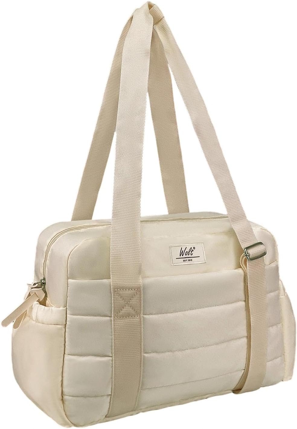 WOLT | Mini Gym Bag for Women, Small Duffel Bag with Wet-Dry Pocket and Trolley Sleeve, 14 Inch Lightweight Yoga Weekender Bag for Travel & Work Out, Beige