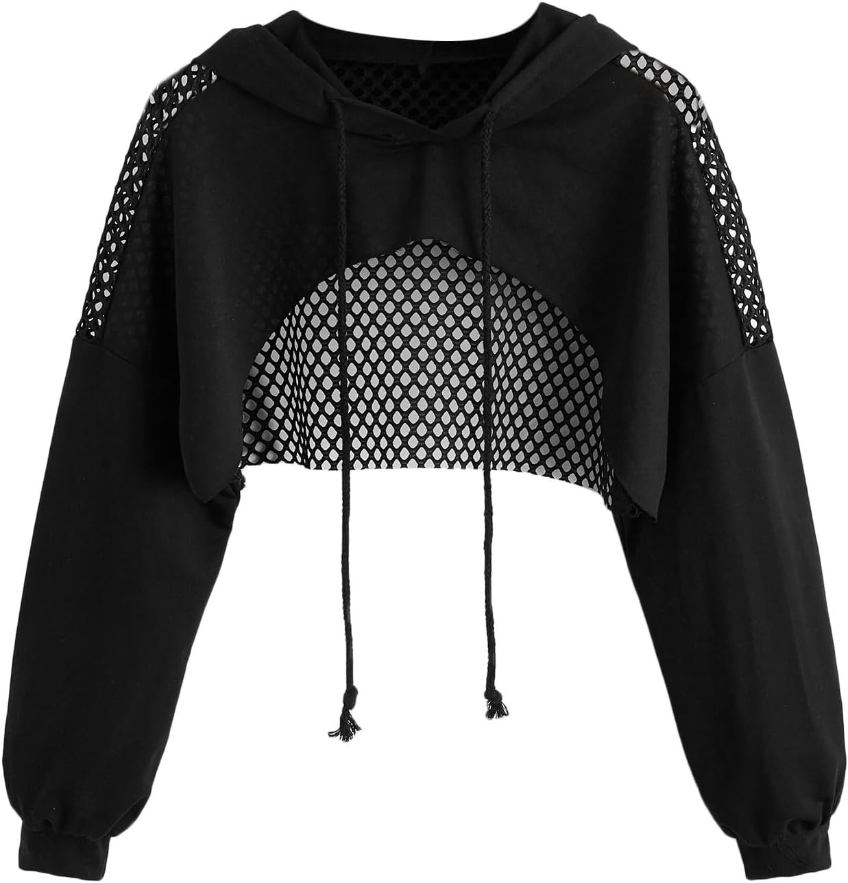 SweatyRocks Women’s Casual Solid Cut Out Front Long Sleeve Pullover Crop Top Sweatshirt