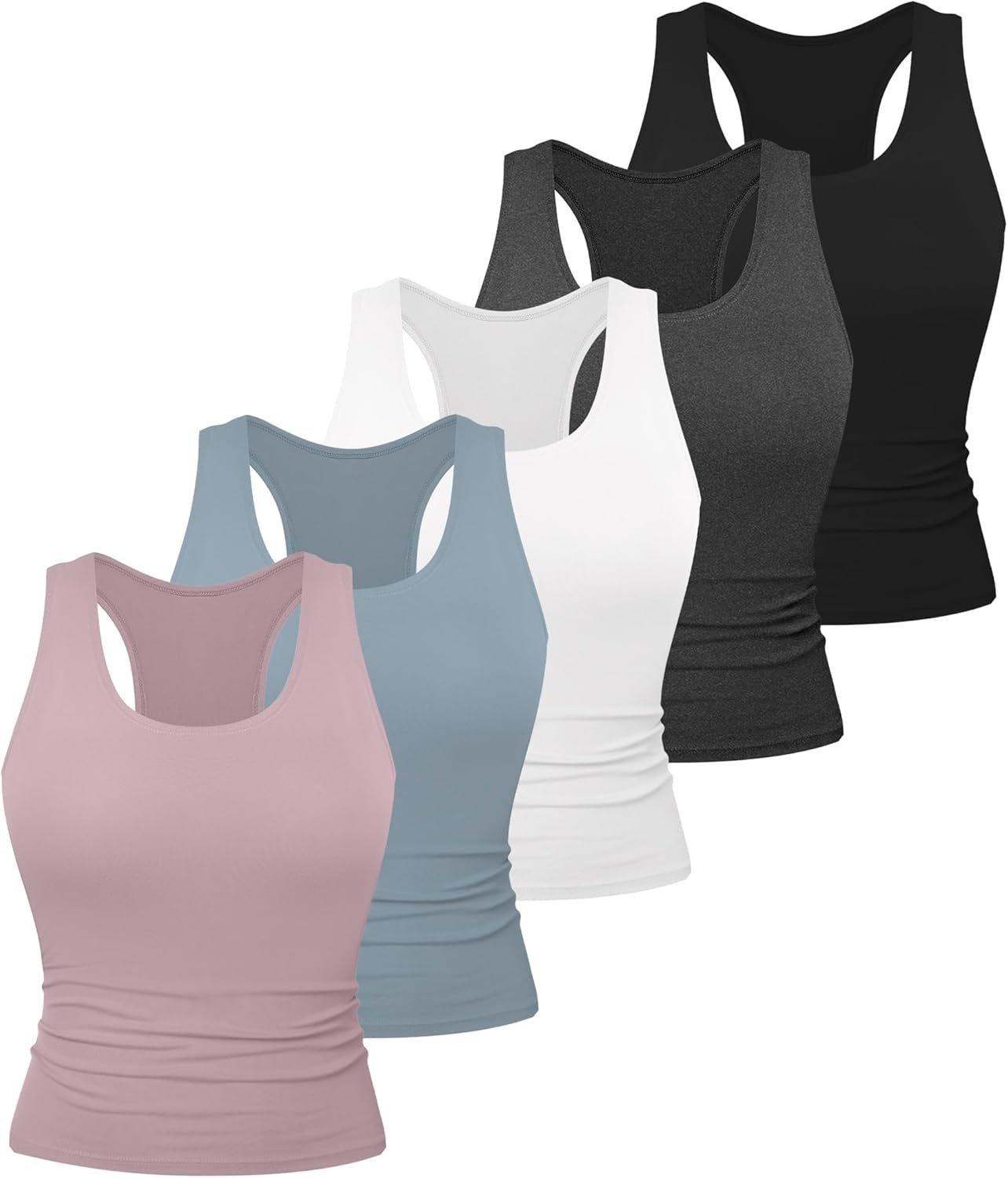 Dalavch 5 Pack Women’s Workout Racerback Tank Tops Spandex Yoga Athletic Running Gym Sports Crop Tops for Women