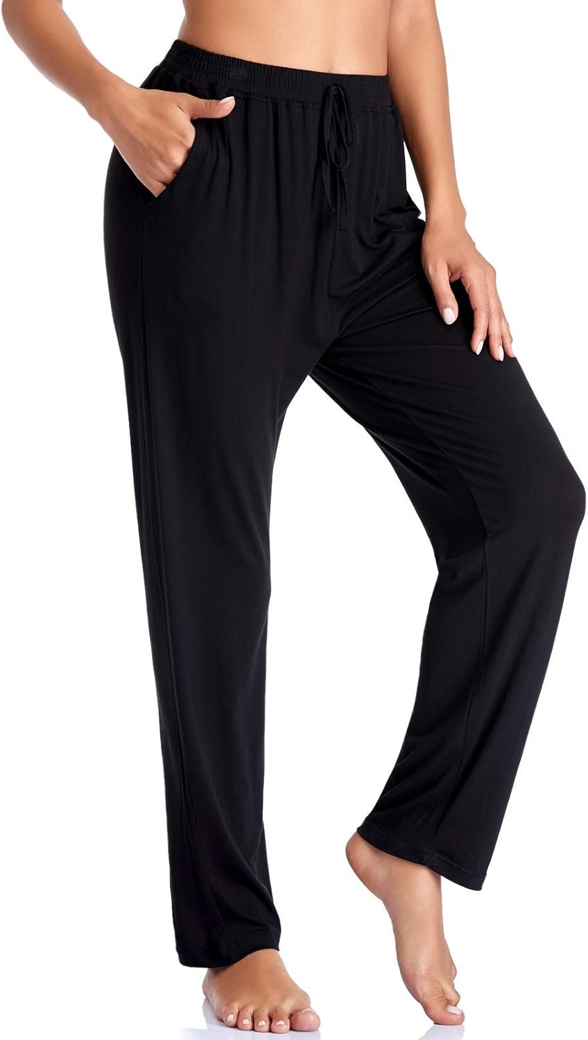 ASIMOON Women’s Yoga Pants Soft Comfy Stretch Loose Straight Casual Athletic Pants Running Workout Lounge Pants with Pockets