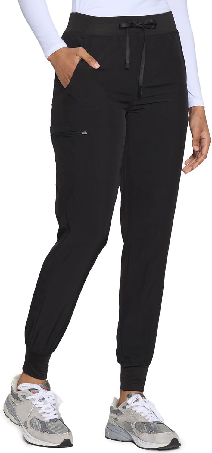 COZYFIT Womens Scrub Pants – Soft Stretch Yoga Style with 5 Pockets, Slim Fit Jogger Scrubs Pants for Women Tall