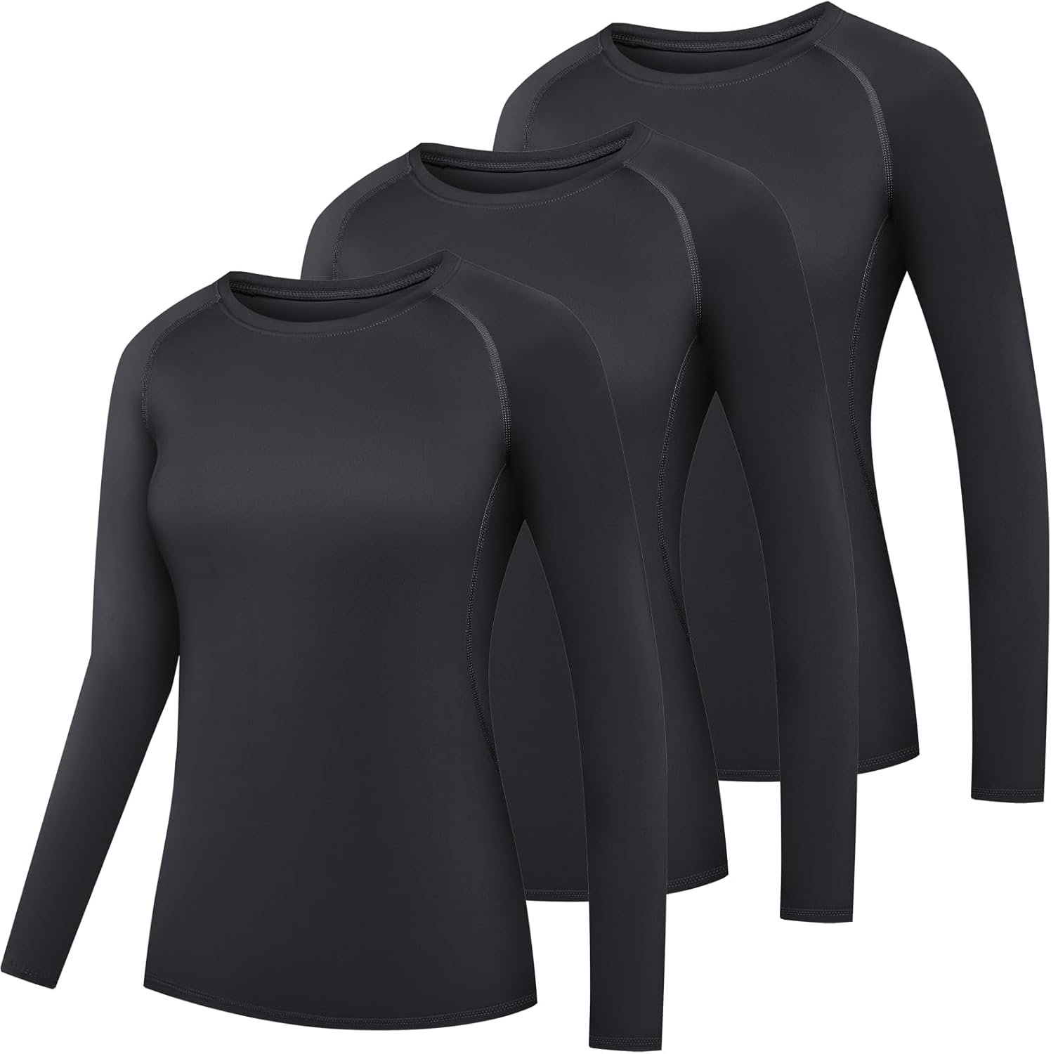 HovSiyla Women’s Athletic Compression Long Sleeve Workout Tops Quick Dry Gym Running Yoga Shirts