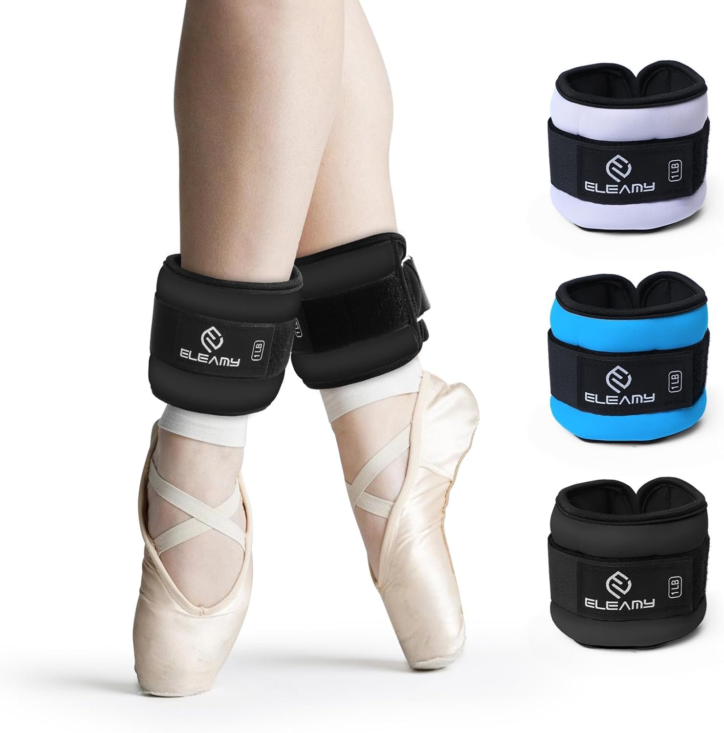ELEAMY Ankle Weights for Women & Men – 0.5lb/1lb/2lb/3lb Pairs for Walking, Running, Yoga, Fitness – Premium Ice Silk Fabric – Comfortable, Durable & Tear Resistant