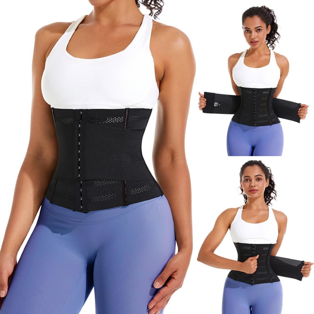 Postpartum Belly Band Postpartum Belly Wrap, Adjustable Belly Binder Post Partum Abdominal Binder Post Surgery, Breathable Waist Trainer for Women Lower Belly Fat, Faja Postparto Para Mujer (Black, Medium)