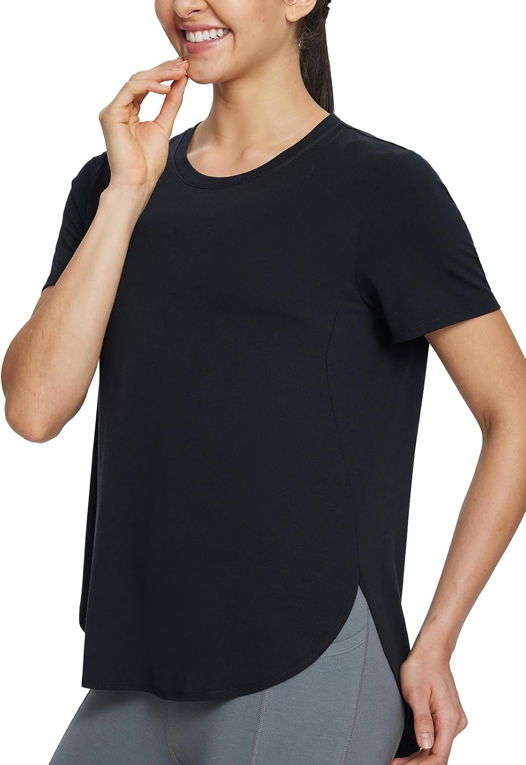 baleaf Women’s Short Sleeve Workout Shirts Tops Athletic Yoga Running Shirts Loose Fit with Side Slits Quick Dry T-Shirts