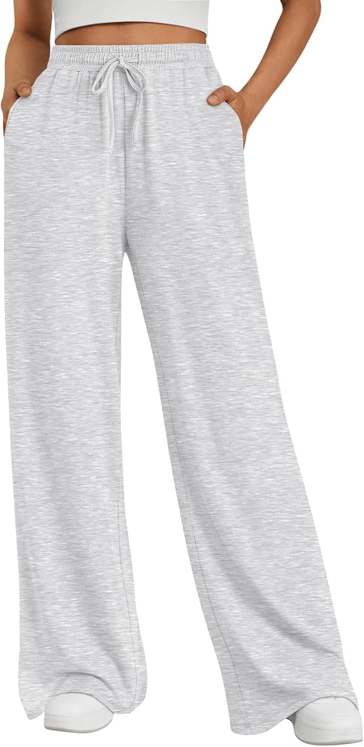 Trendy Queen Womens Lounge Pants Wide Leg Sweatpants Comfy Barrel Pajamas Pants Baggy Flowy 2025 Fashion Outfits with Pockets