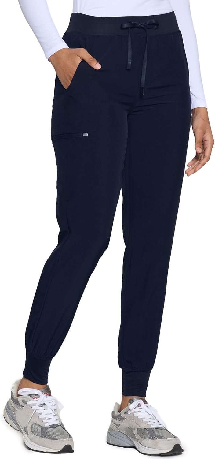 COZYFIT Womens Scrub Pants – Soft Stretch Yoga Style with 5 Pockets, Slim Fit Jogger Scrubs Pants for Women Tall