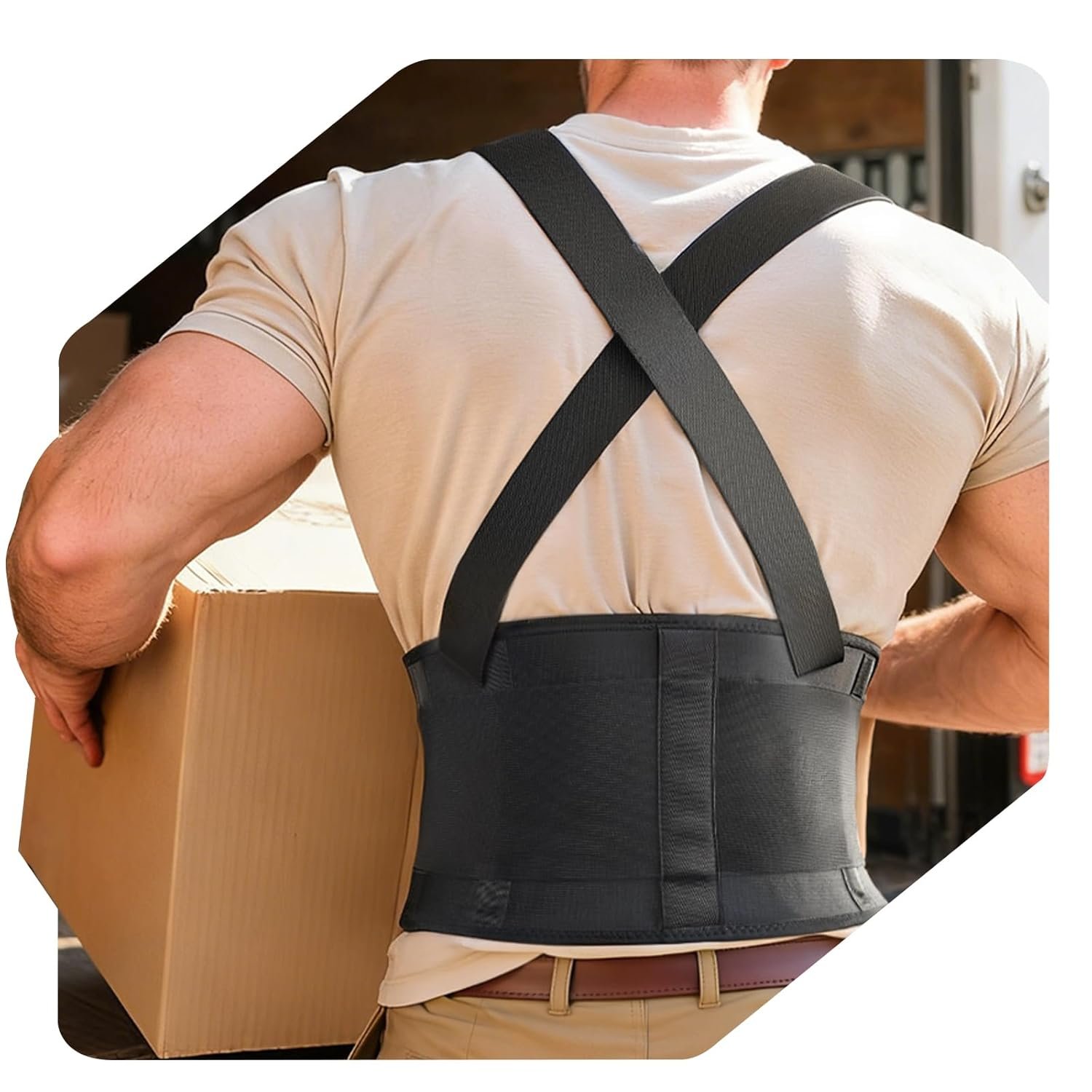 Medical-Grade Work Back Brace with Adjustable Shoulder Straps [Stronger Support & Breathable Mesh] Lower Back Support Belt for Men Women – Pain Relief for Lifting, Warehouse, Construction & Moving