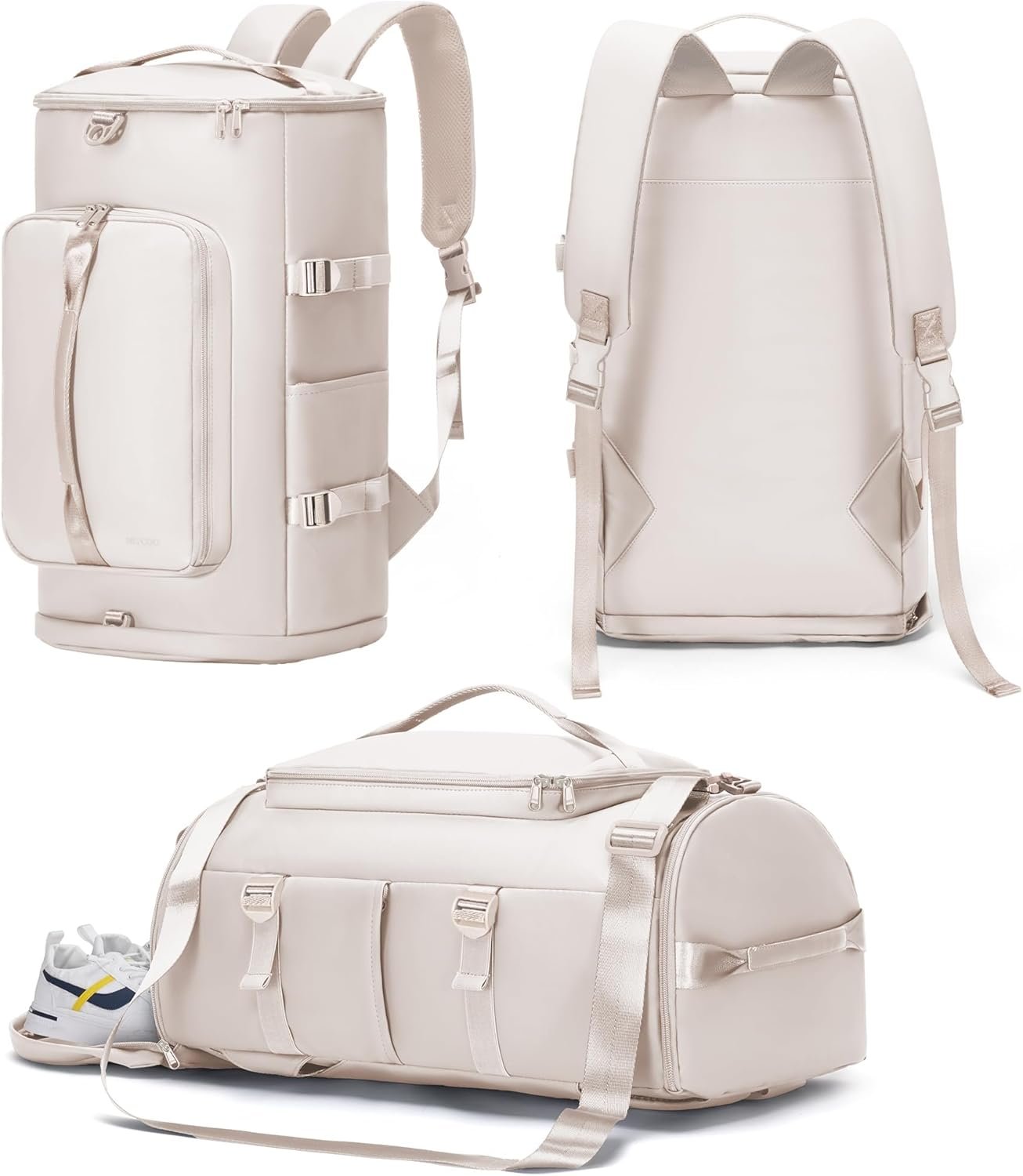 MIYCOO Gym Bag with Shoes Compartment and Wet Pocket – Sports Duffle for Men and Women, Travel Backpack Weekender Overnight Bag Beige