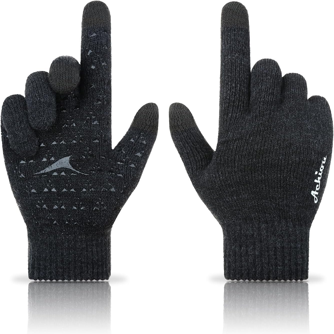 Achiou Winter Gloves, Glove for Men Women, Upgraded Touch Screen Texting Warm Running with Thermal Soft Knit Lining