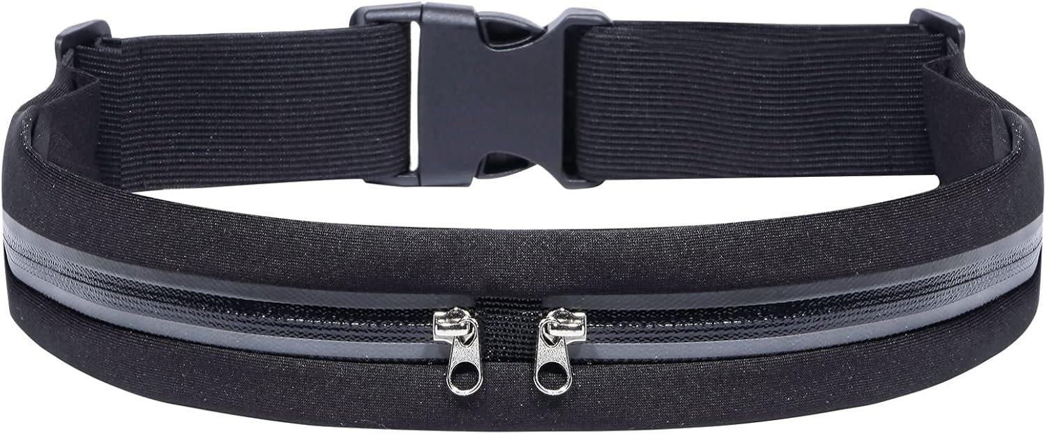 Running Belt Fanny Pack for Men Women, Runner Marathon Jogging Waist Pack Sport Workout Exercise Fitness Phone Holder Belt for Men Women Jogger Slim Waistband Black
