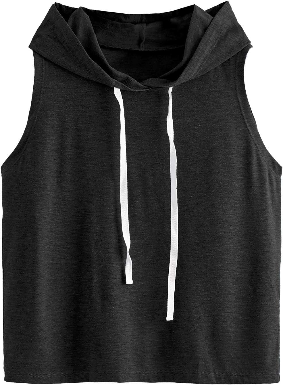 SweatyRocks Women’s Workout Tank Tops Sleeveless Running Athletic Hoodie Sports Gym Exercise Tops Dance Clothes