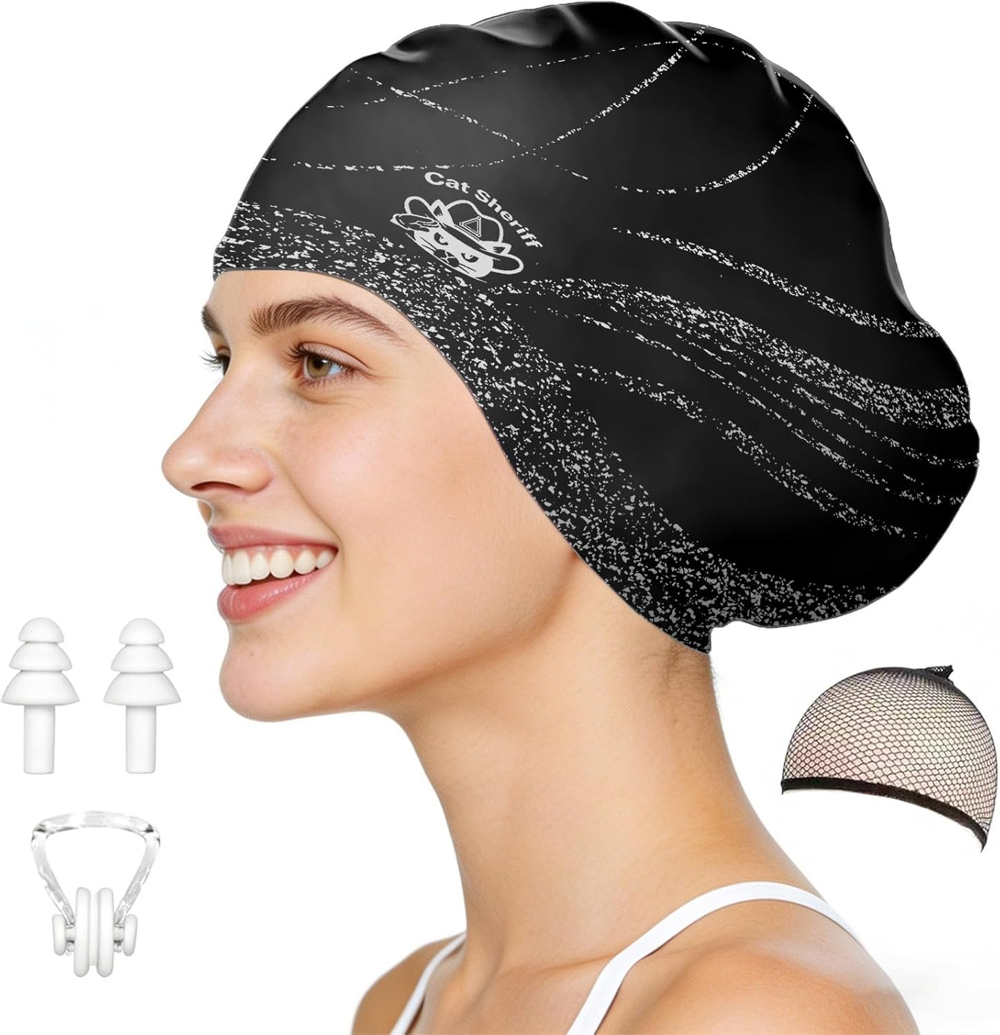 Extra-Large Swim Cap Durable Silicone Material with Waterproof Ear-Covering Design Ideal for Long, Thick Curls, Dreadlocks, Braids, and African Hairstyles