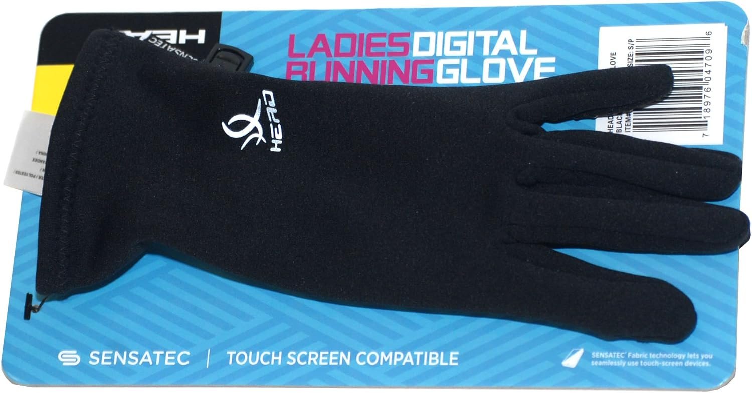HEAD Sensatec Touchscreen Ladies Digital Running Gloves (Large, Black)