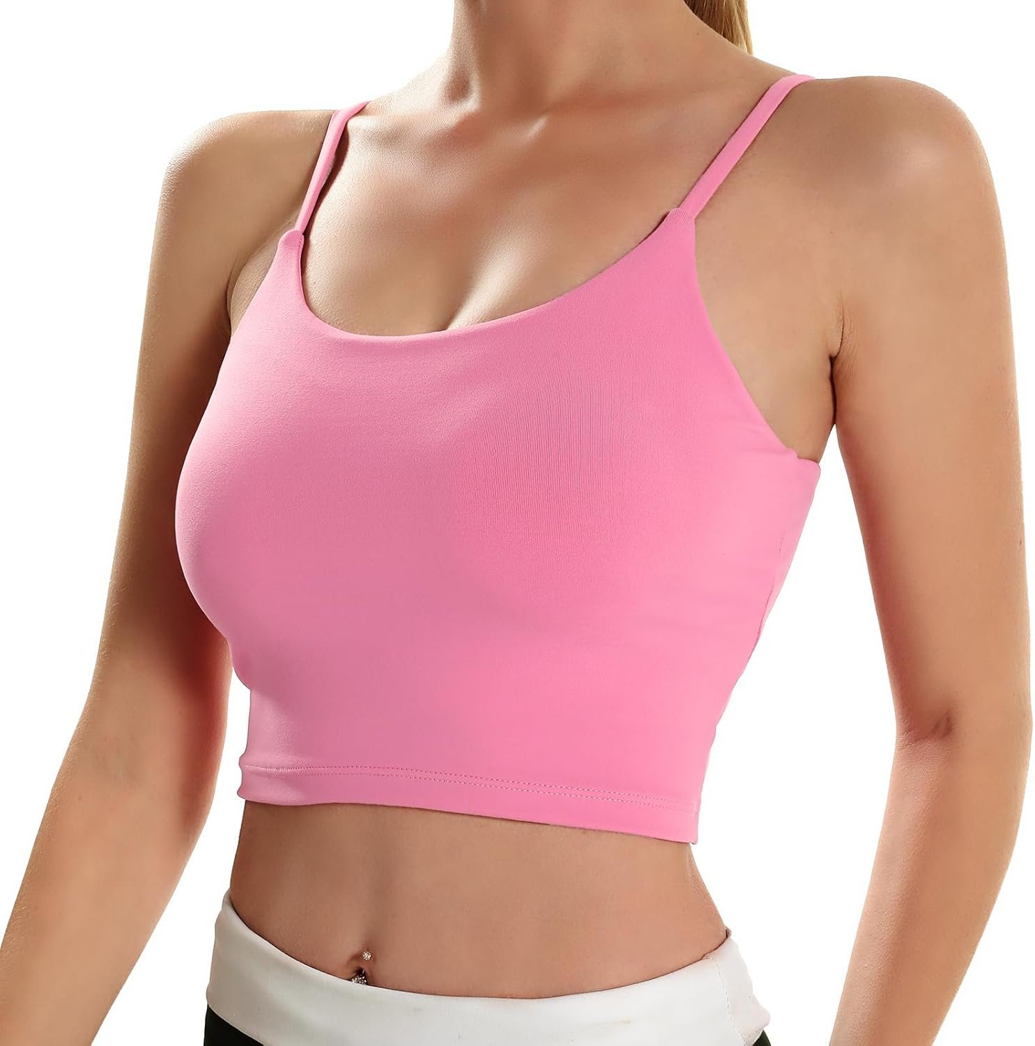 ECOPARTY Wirefree Padded Yoga Sports Bra for Women – Moisture Wicking Quick Dry Workout Crop Tank Camisole