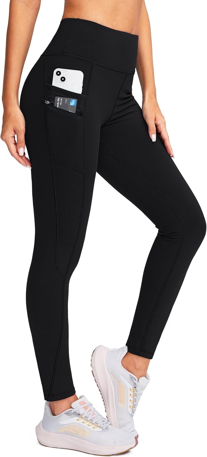 G Gradual Women’s Fleece Lined Winter Leggings with Pockets Water Resistant High Waisted Thermal Warm Pants Running Hiking