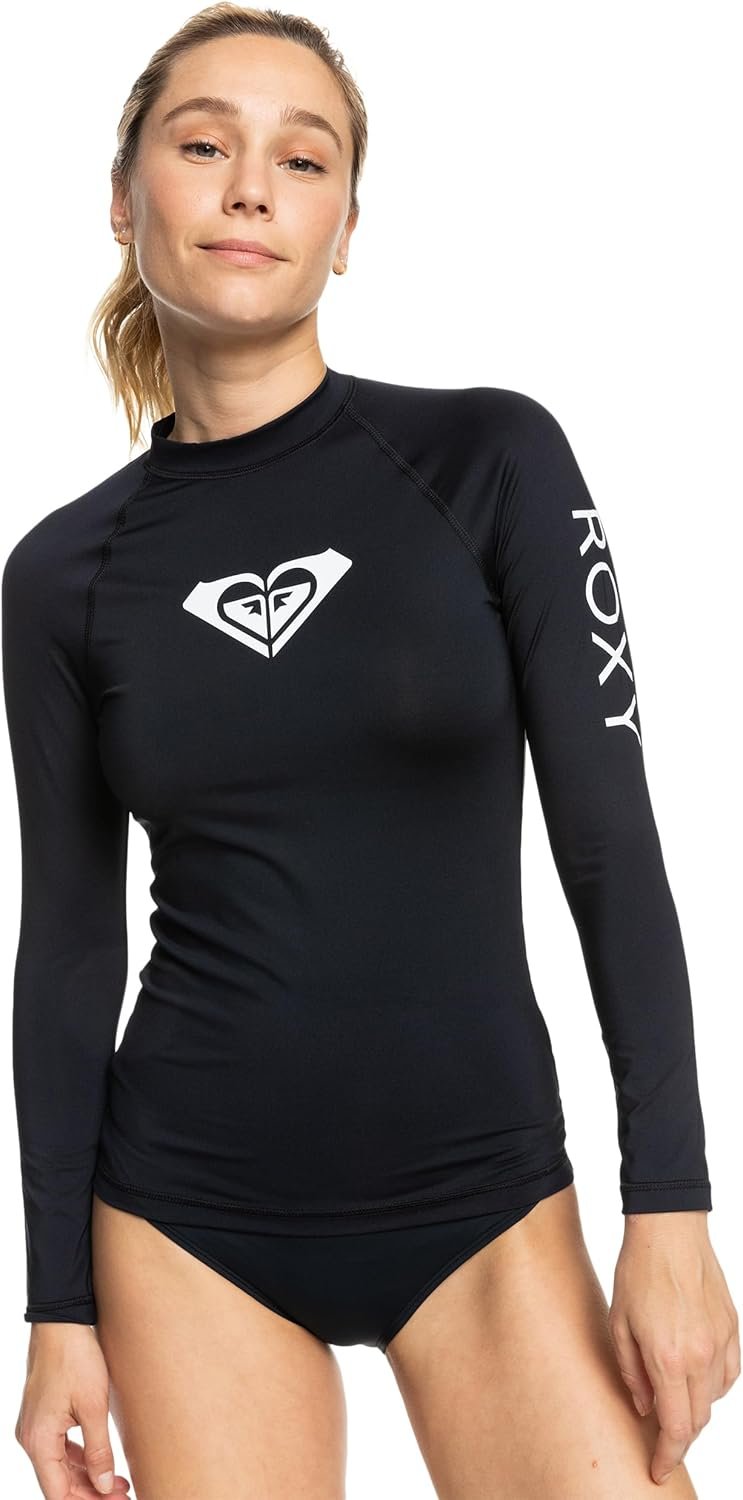 Roxy Women’s Long Sleeve Compression Fit Rashguard UPF 50+ Quick Dry Recycled Swim Shirt