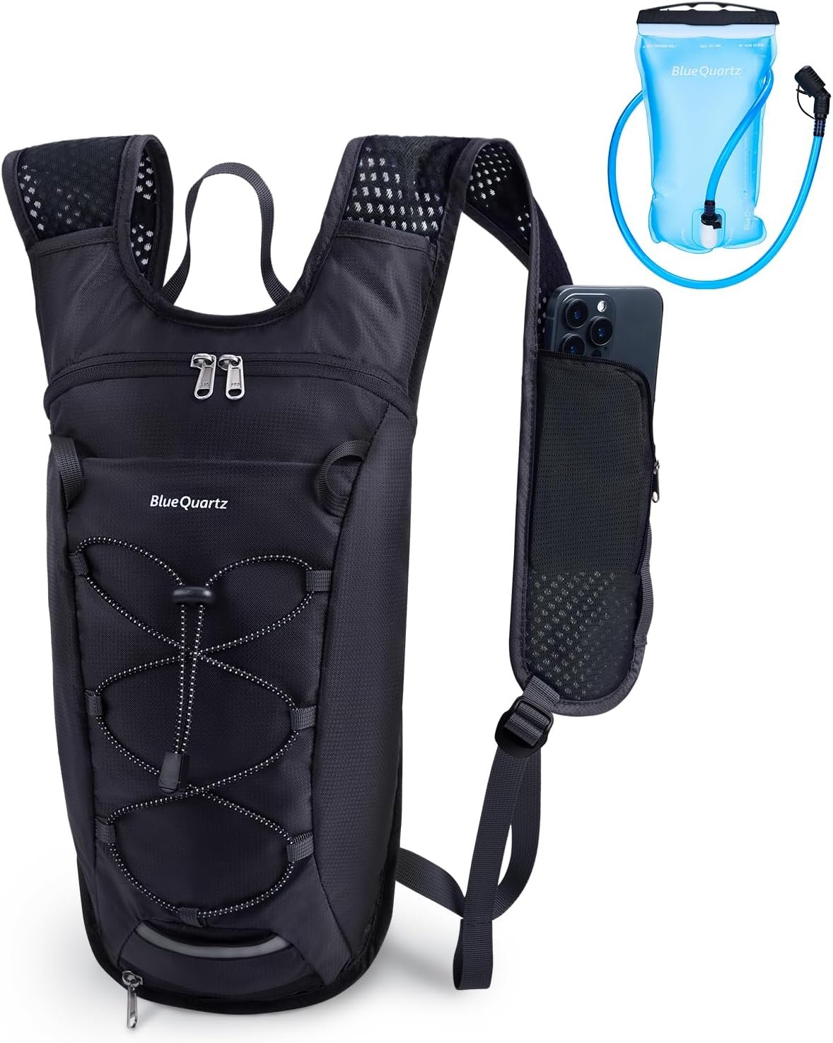 Blue Quartz Hydration Backpack with 2L Water Bladder, Hiking Water Pack with Insulated Compartment for Women Men, Lightweight Cycling Daypack with Phone Pocket, Hydration Pack for Running,Biking