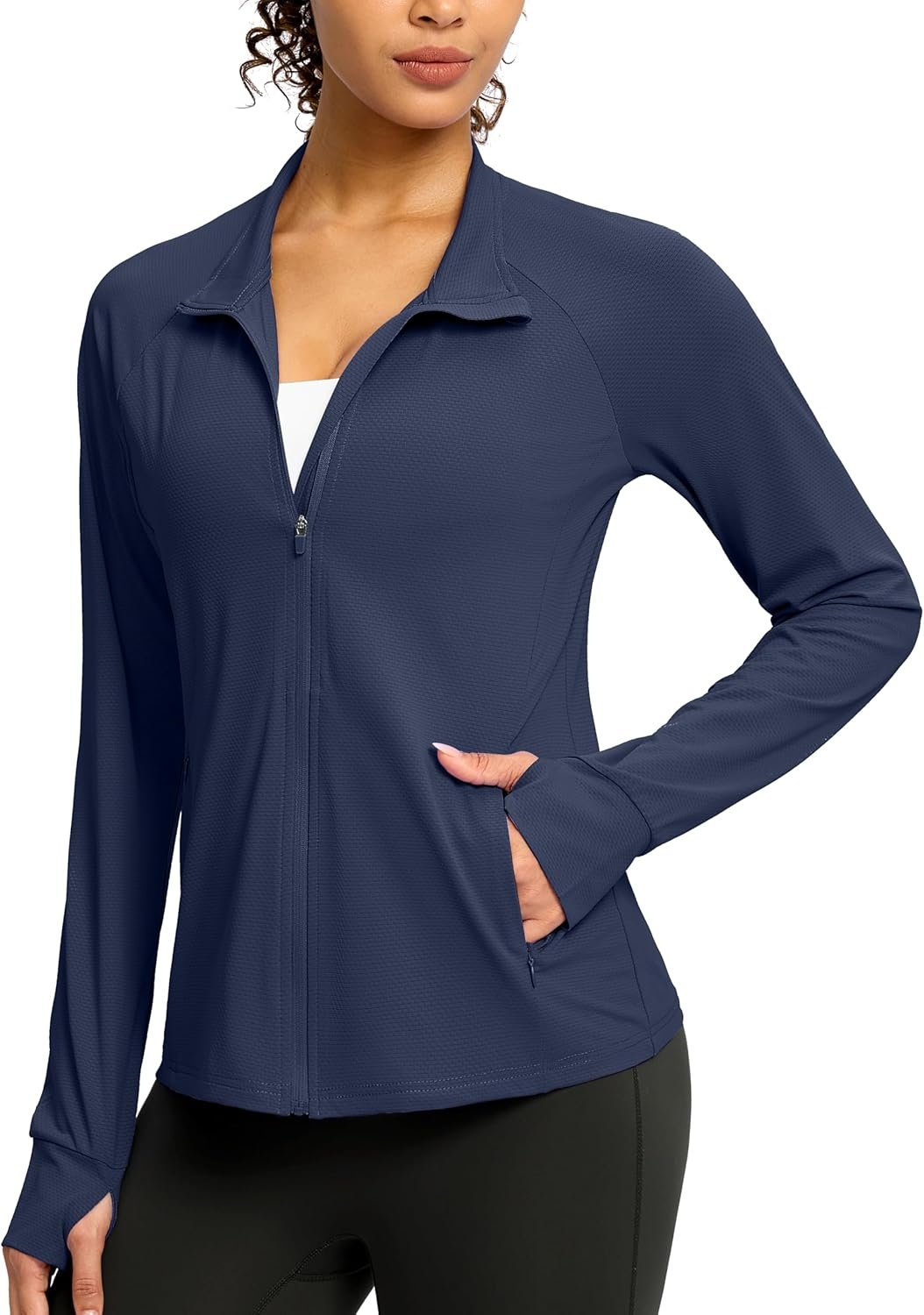 G Gradual Women’s Lightweight Athletic Jacket Sun Protection UPF 50+ Zip Up 4 Pockets Long Sleeve Shirts Workout Running