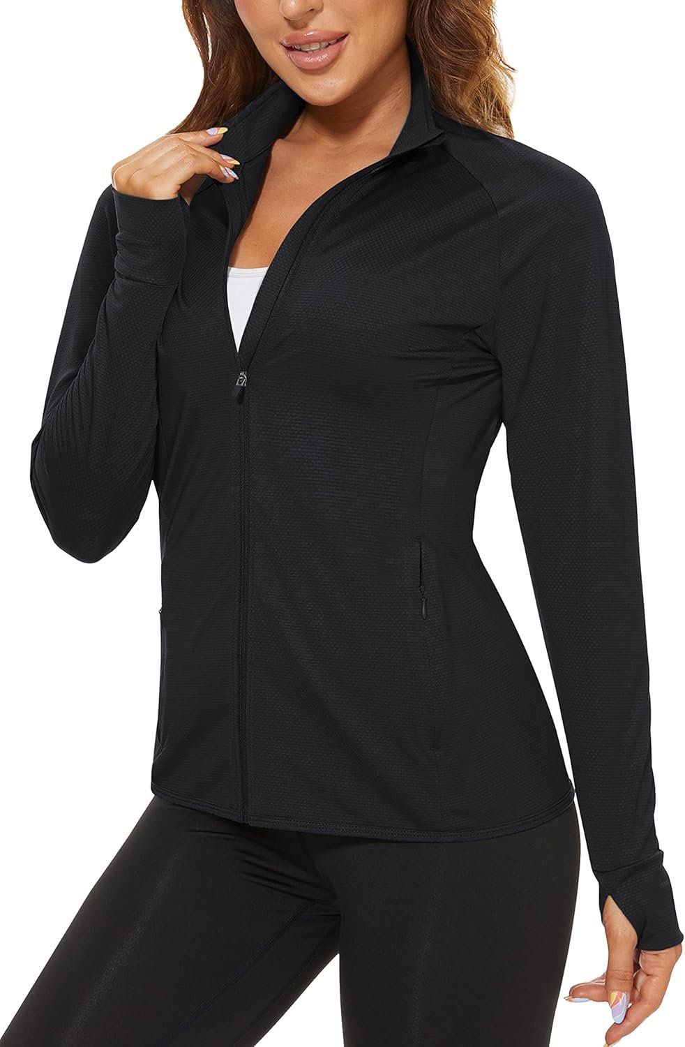 TACVASEN Women’s Athletic Jackets Lightweight UV Protection Shirts Full Zip Workout Jacket UPF 50+ Long Sleeve Sun Shirt
