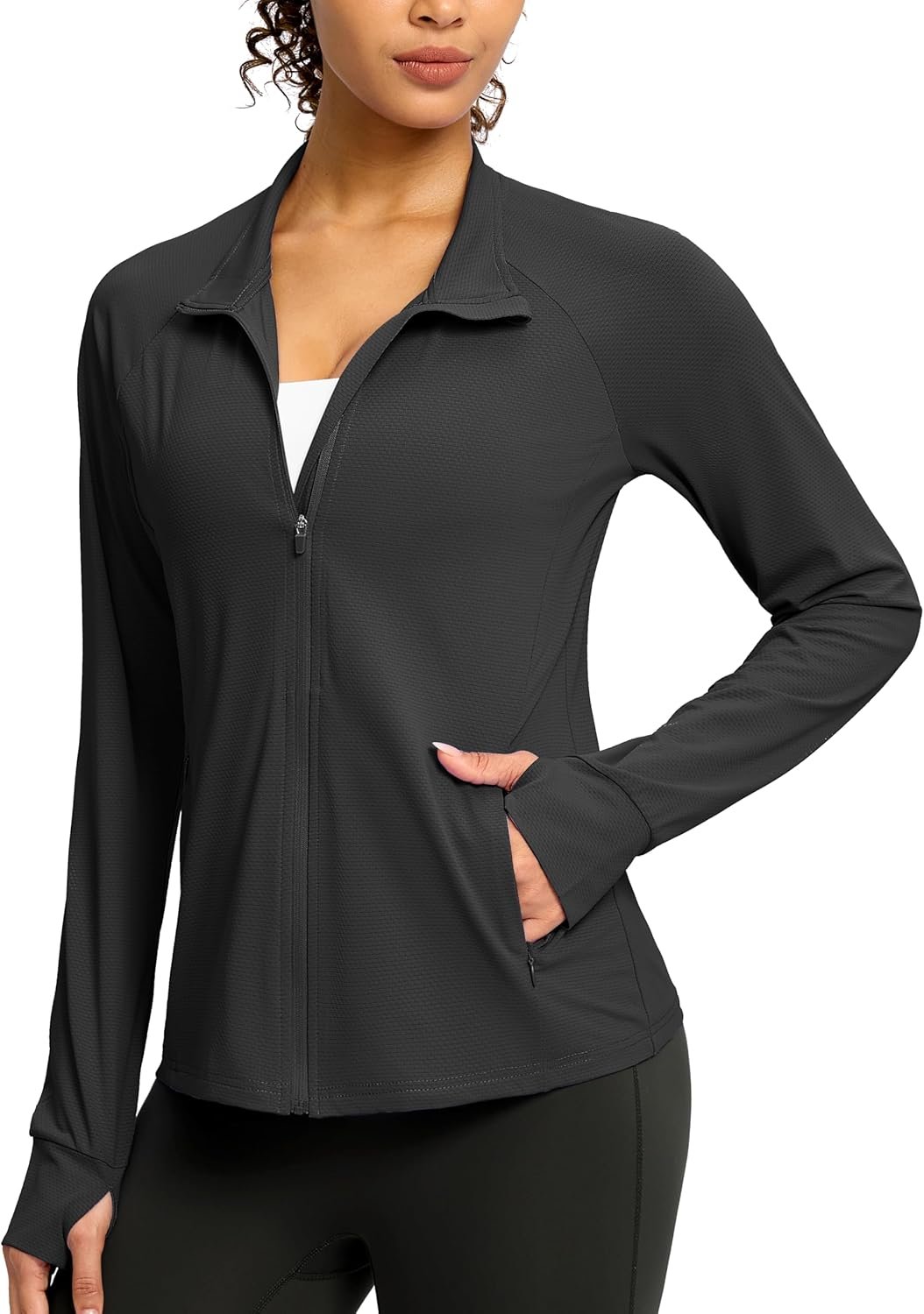 G Gradual Women’s Lightweight Athletic Jacket Sun Protection UPF 50+ Zip Up 4 Pockets Long Sleeve Shirts Workout Running