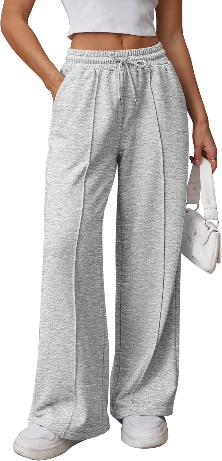 ATHMILE Womens Wide Leg Sweatpants High Waisted Baggy Pants Fashion Teen Girl Drawstring Athletic Joggers