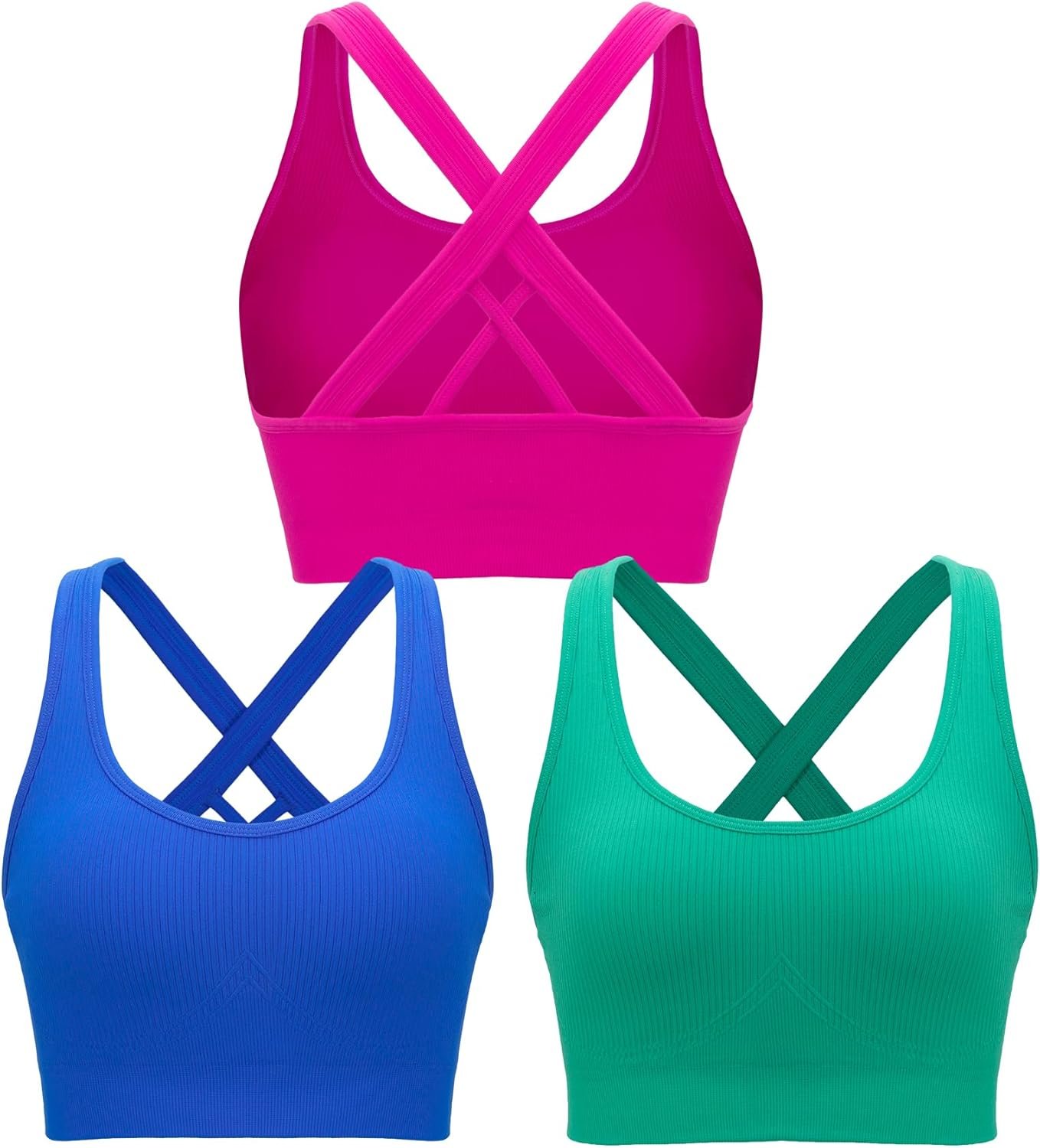 RUNNING GIRL Sports Bras for Women,Seamless Strappy Sports Bra High Support Crisscross Back with Removable Pads