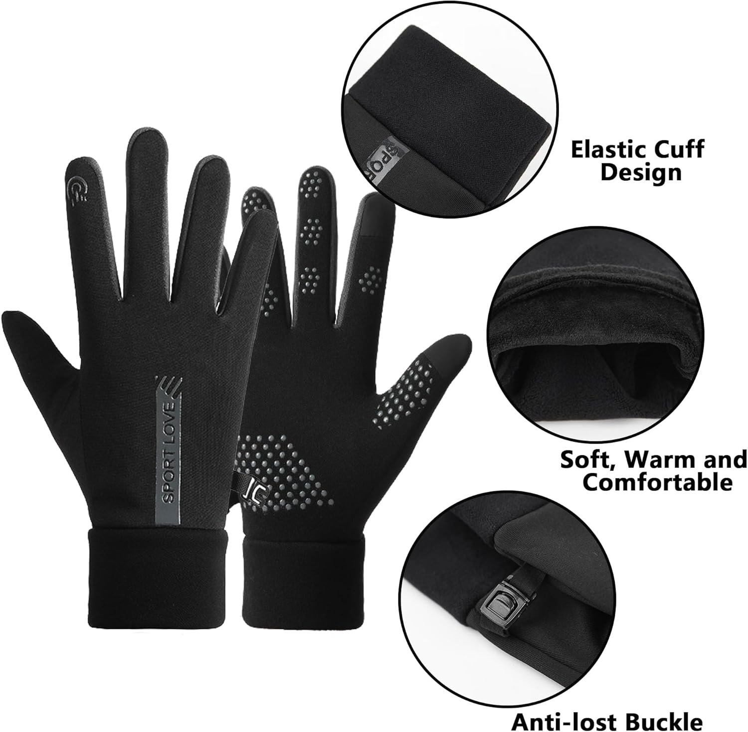 Men & Women Winter Touch Screen Gloves, Warm Thermal Running Cycling Driving Gloves