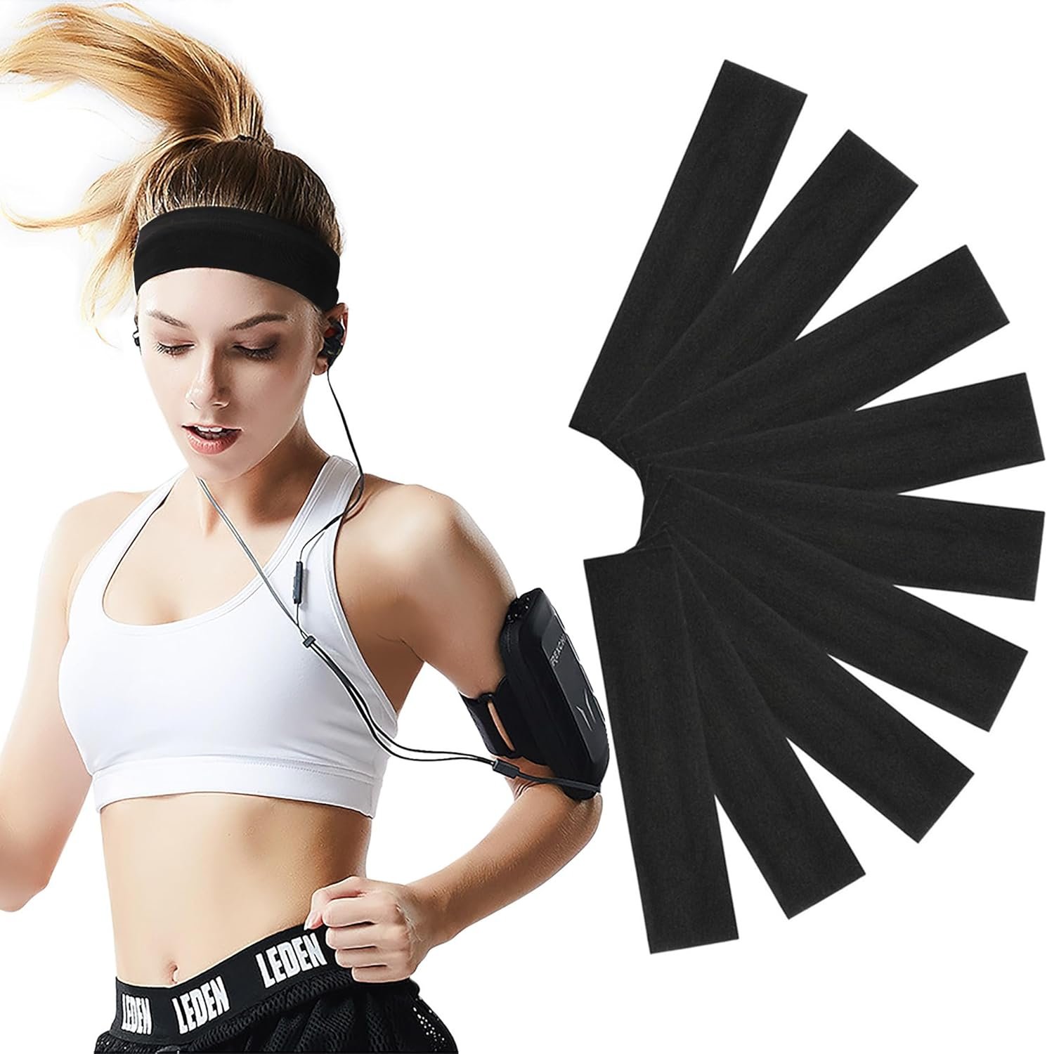Workout Headbands for Women Hair 9 Pcs Non Slip Cotton Like Head Bands for Girls 2.5 inch Wide Soft Elastic Cloth Athletic Sweat Hair Women Bands