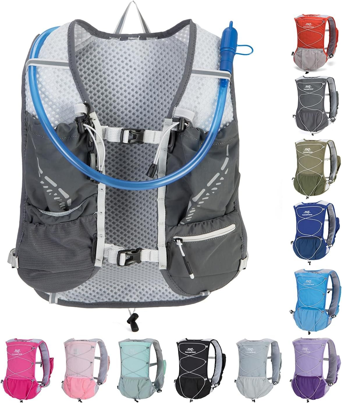 Lightweight Running Vest for Women and Men Hydration Backpack Pack with 1.5L Water Bladder Bag Running Gear Accessories for Hiking Trail Cycling Marathon