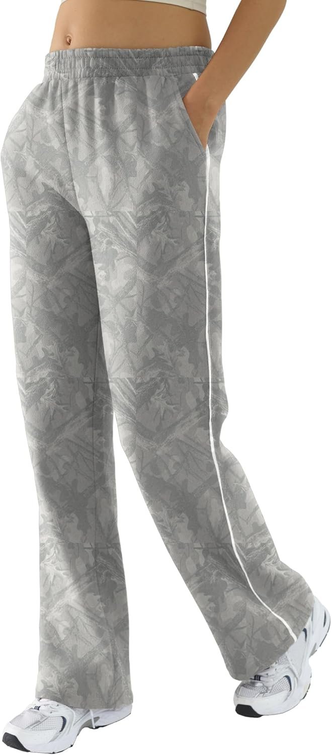 DITOK Womens Baggy Sweatpants, Comfy Straight Wide Leg Fleece Elastic Waist, Women’s Lounge Pants Workout Casual