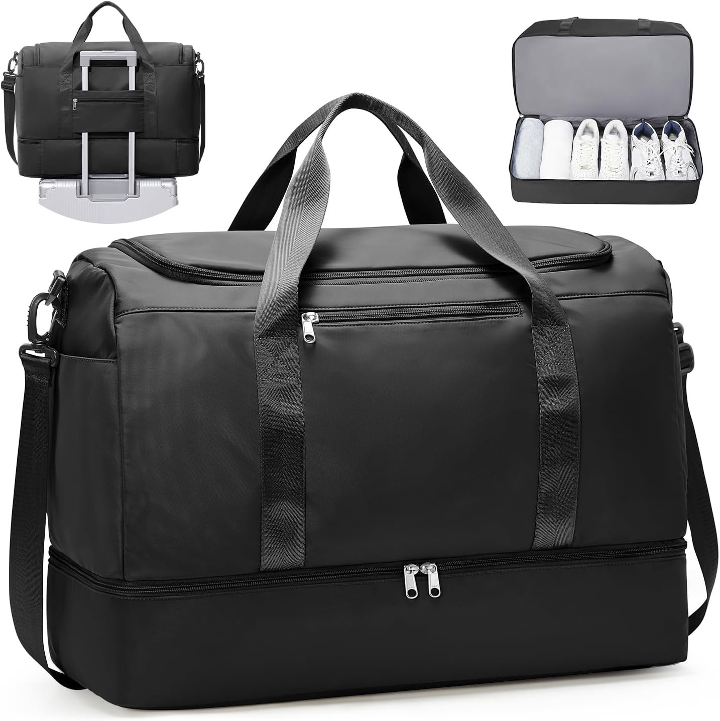 Travel Duffle Bag with Shoe Compartment, XL Weekender Bags for Women, Carry On Overnight Bags for Gym Sports & Business Trips, Water-Resistant Hospital Bag for Labor and Delivery