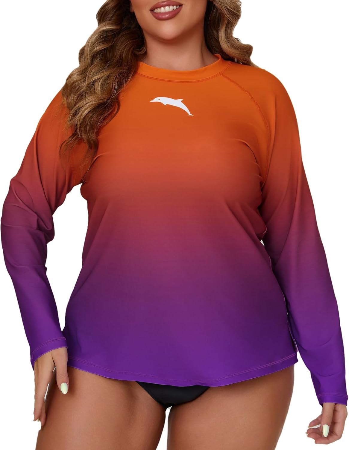 Halcurt Women’s Plus Size Long Sleeve Rash Guard Swim Shirts UPF50+ Sun Protection Loose Fit Swimsuit Top