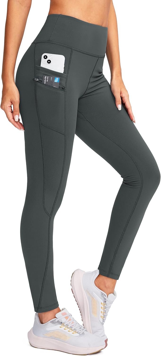 G Gradual Women’s Fleece Lined Winter Leggings with Pockets Water Resistant High Waisted Thermal Warm Pants Running Hiking