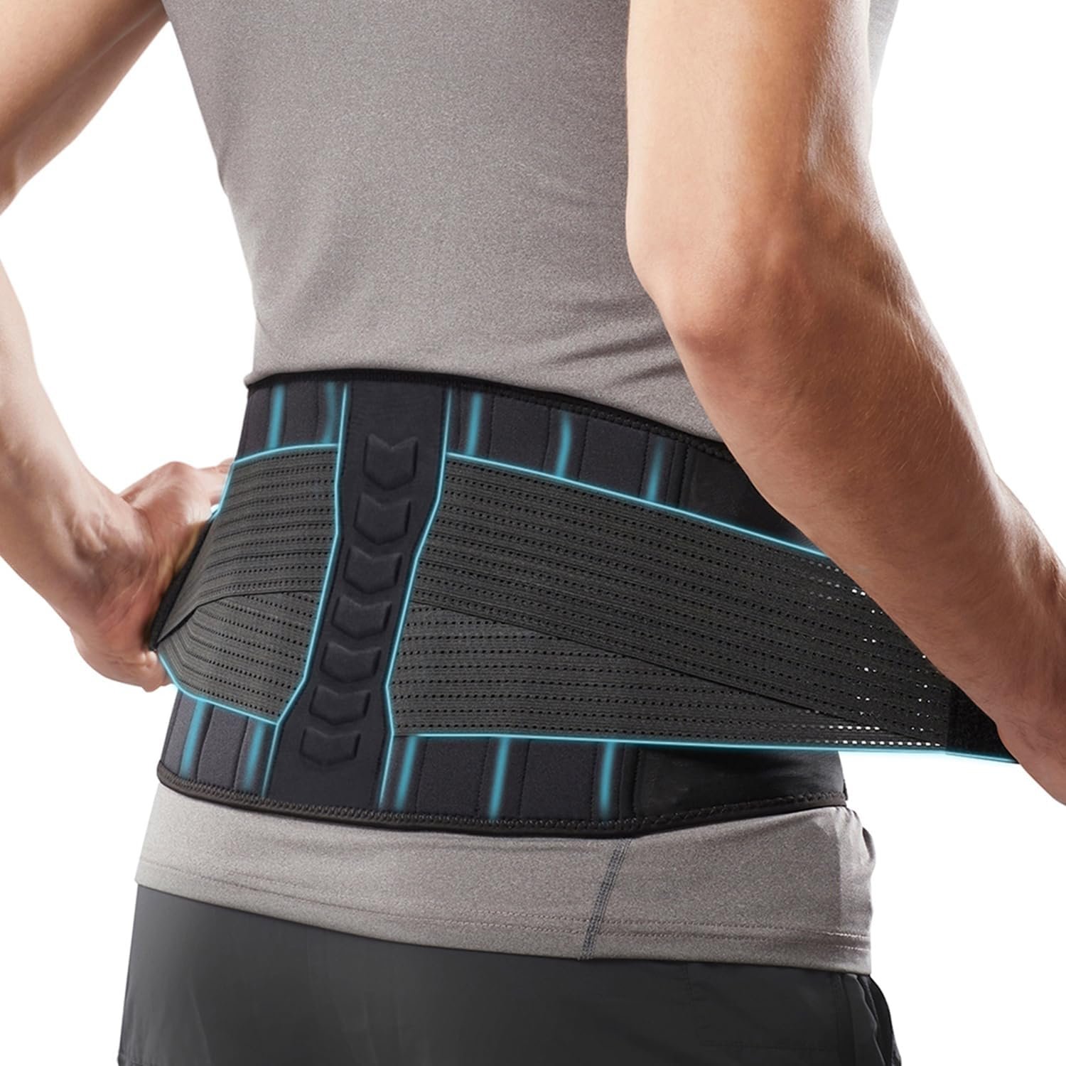 ​Comforband Copper-Infused Back Support Brace – Lightweight, Breathable Lumbar Belt with 6 Flexible Nylon Stays and Dual Adjustable Straps for Lower Back Pain Relief, Muscle Spasms, Strains, Arthritis, and Sciatica – Suitable for Men and Women (L/XL)