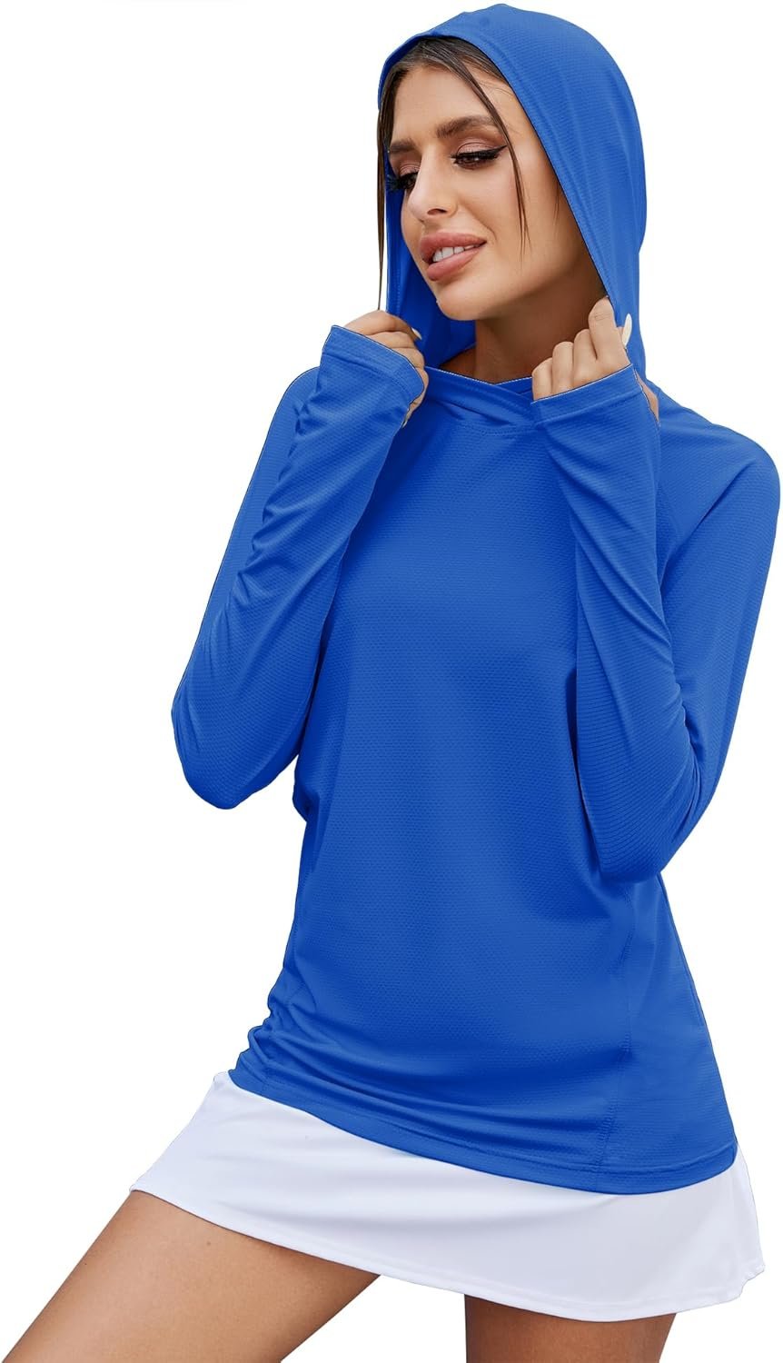 LUYAA Women’s UPF 50+ Sun Protection Hoodie Breathable Stretch Hiking Shirts Long Sleeve for Running Outdoor Workout