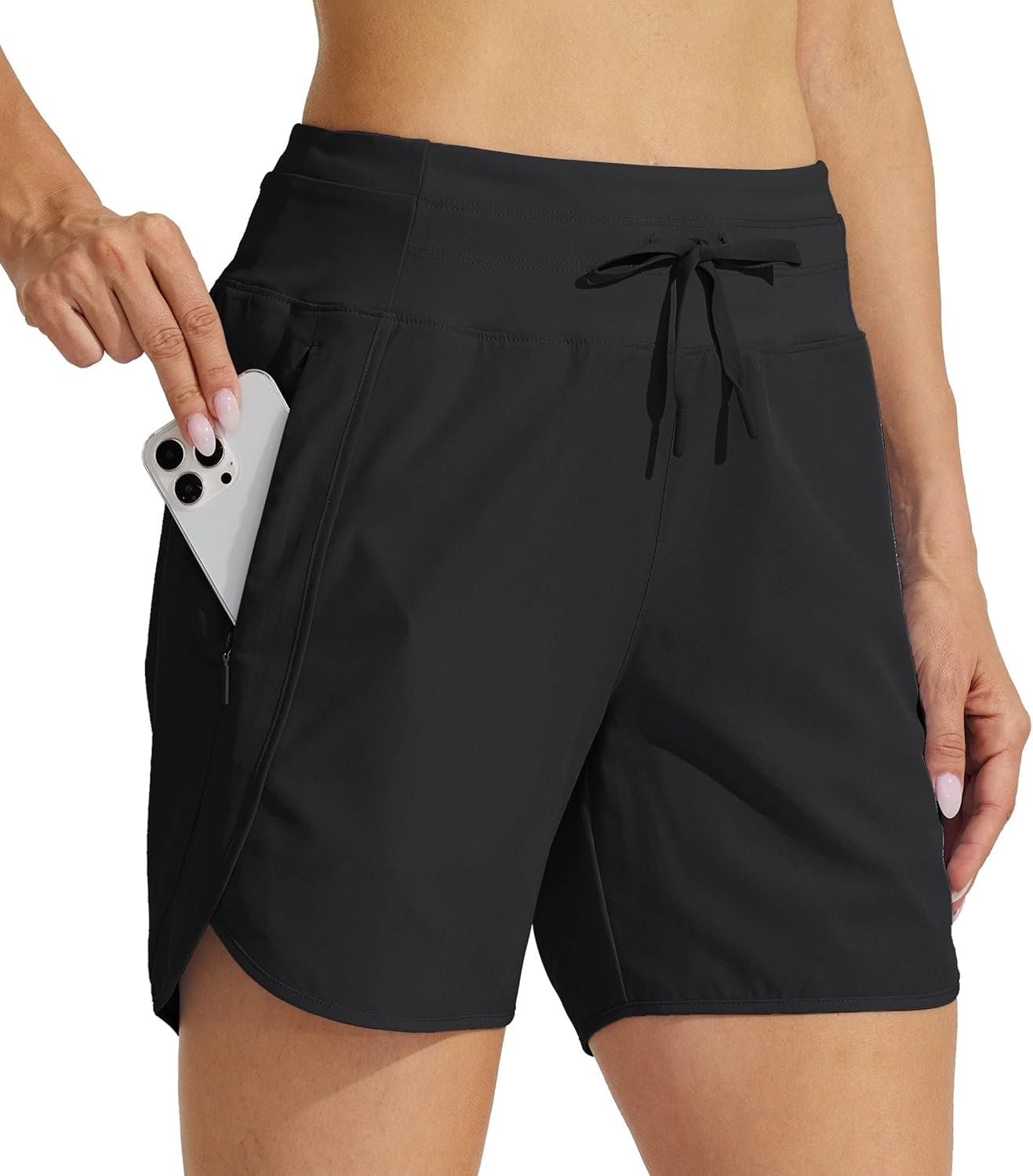 Willit Women’s Athletic Running Shorts 5″ Quick Dry Workout Hiking High Waisted Active Gym Exercise Zipper Pocket
