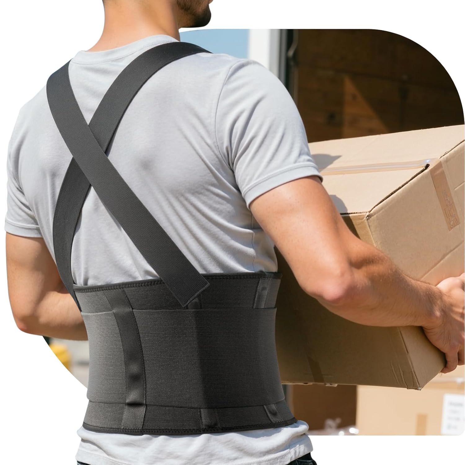 Work Back Brace for Men & Women, Adjustable Lower Back Support Belt for Sciatica, Herniated Disc, Pain Relief, Moving Construction Warehouse Heavy Lifting Safety & Protection (Black, Large)