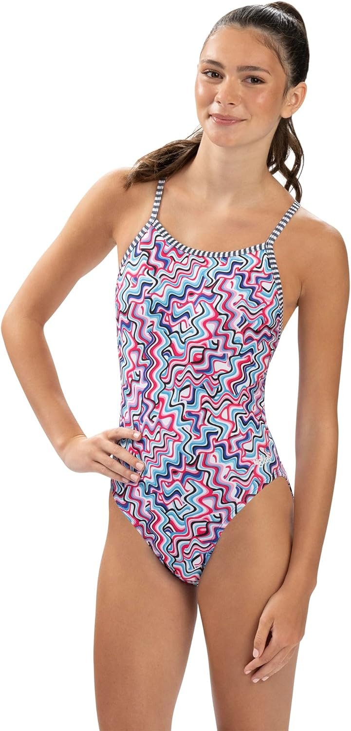 Dolfin Uglies Womens Print One Piece Swimsuit – Athletic Diver Back Practice Suit for Training Sports and Fitness
