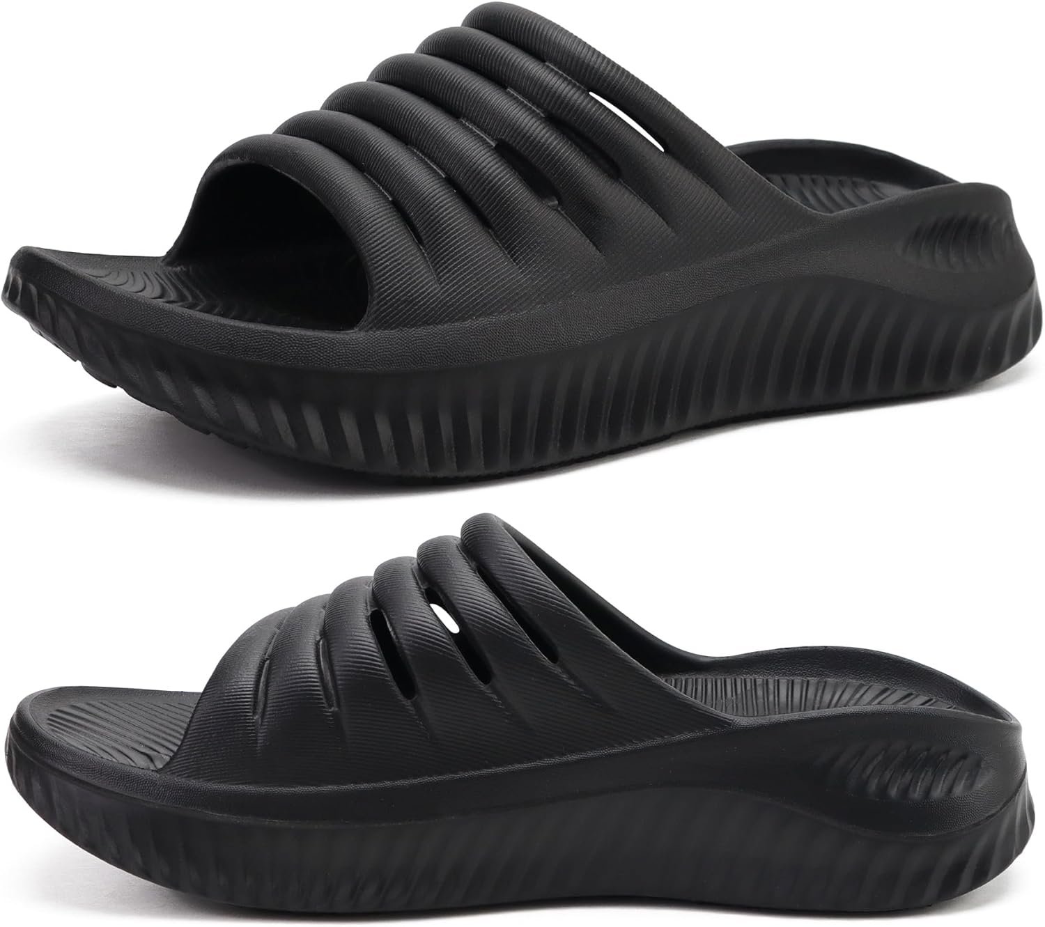 KuaiLu Womens Recovery Sandals With Comfortable Plantar Fasciitis Support,Ladies Orthotic Open Toe Sport Slides Thick Cushion Reduces Stress on Feet,Joints & Back Post-Exercise