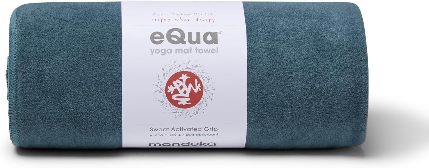 Manduka eQua Hot Yoga Mat Towel – Instant Moisture Activated Grip Ultra Soft Microfiber Quick Dry, Daily Use Ready Lightweight, Travel Friendly Mat Layer