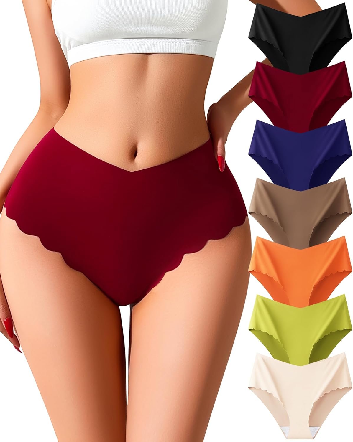 Seamless Underwear for Women High Waisted No Show Panties Ladies Sexy High Cut Cheeky Bikini Tagless Stretch V-Waist
