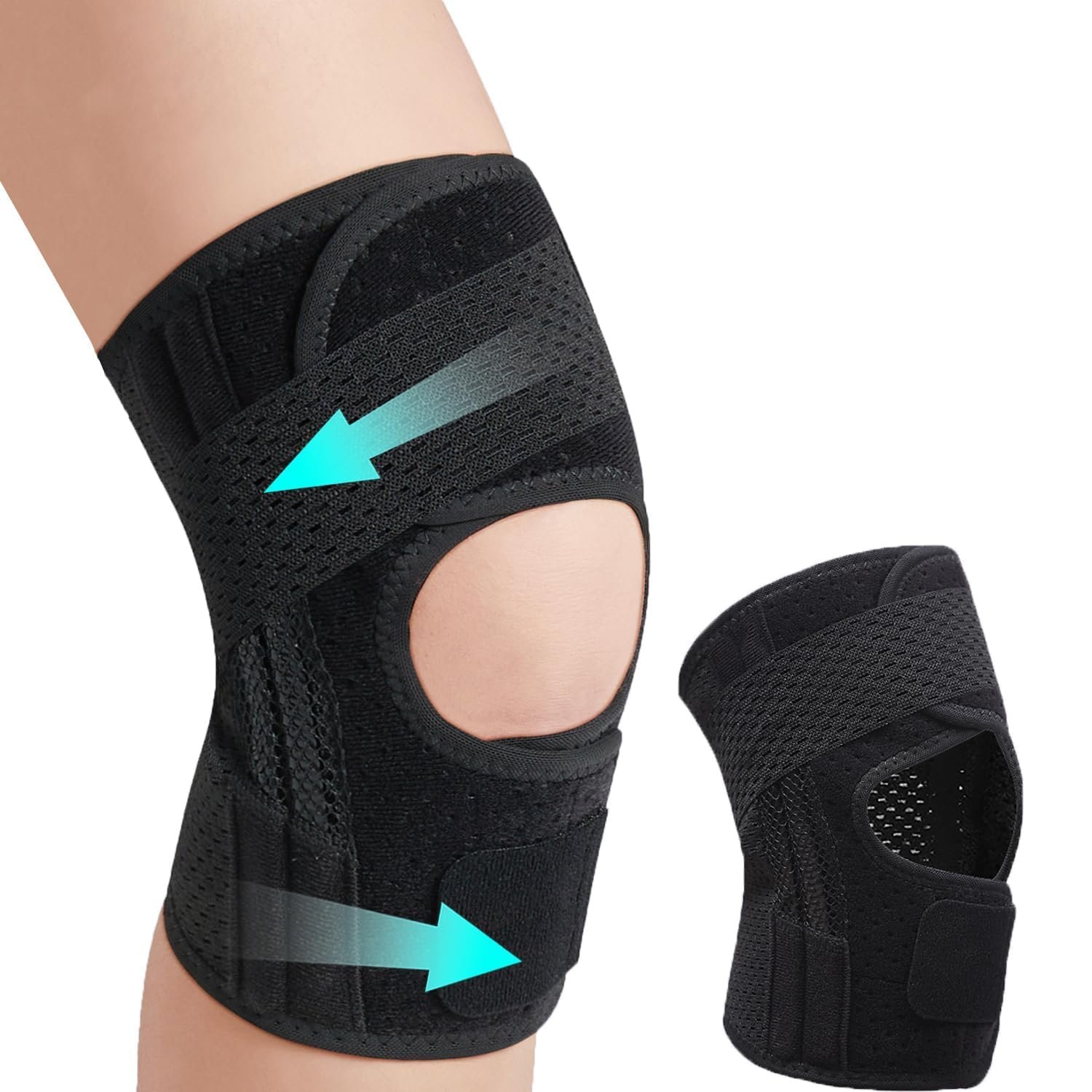 Knee Brace for Women & Men, Knee Brace for Meniscus Tear, Knee Pain Relief, Arthritis, Compression Knee Support Side Stabilizers, Injury Recovery, Running, Workout(Black, X-Large) 0504