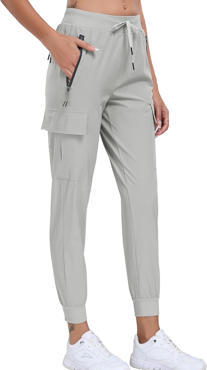 Oalka Women’s Cargo Hiking Pants Lightweight Travel Pockets Joggers Quick Dry