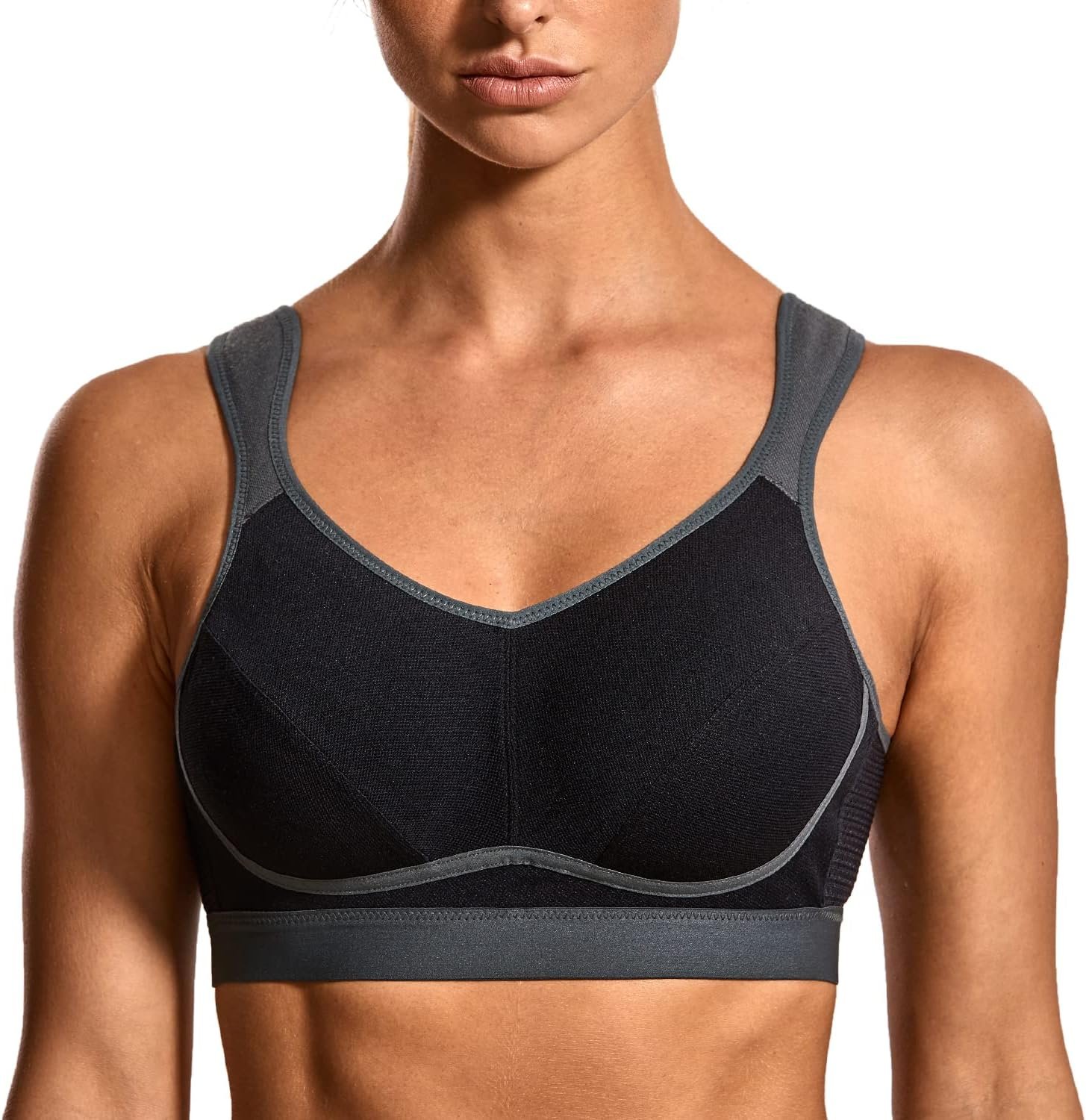 SYROKAN Women’s Sports Bra Wireless Comfort High Impact Support Bounce Control Plus Size Workout Bra