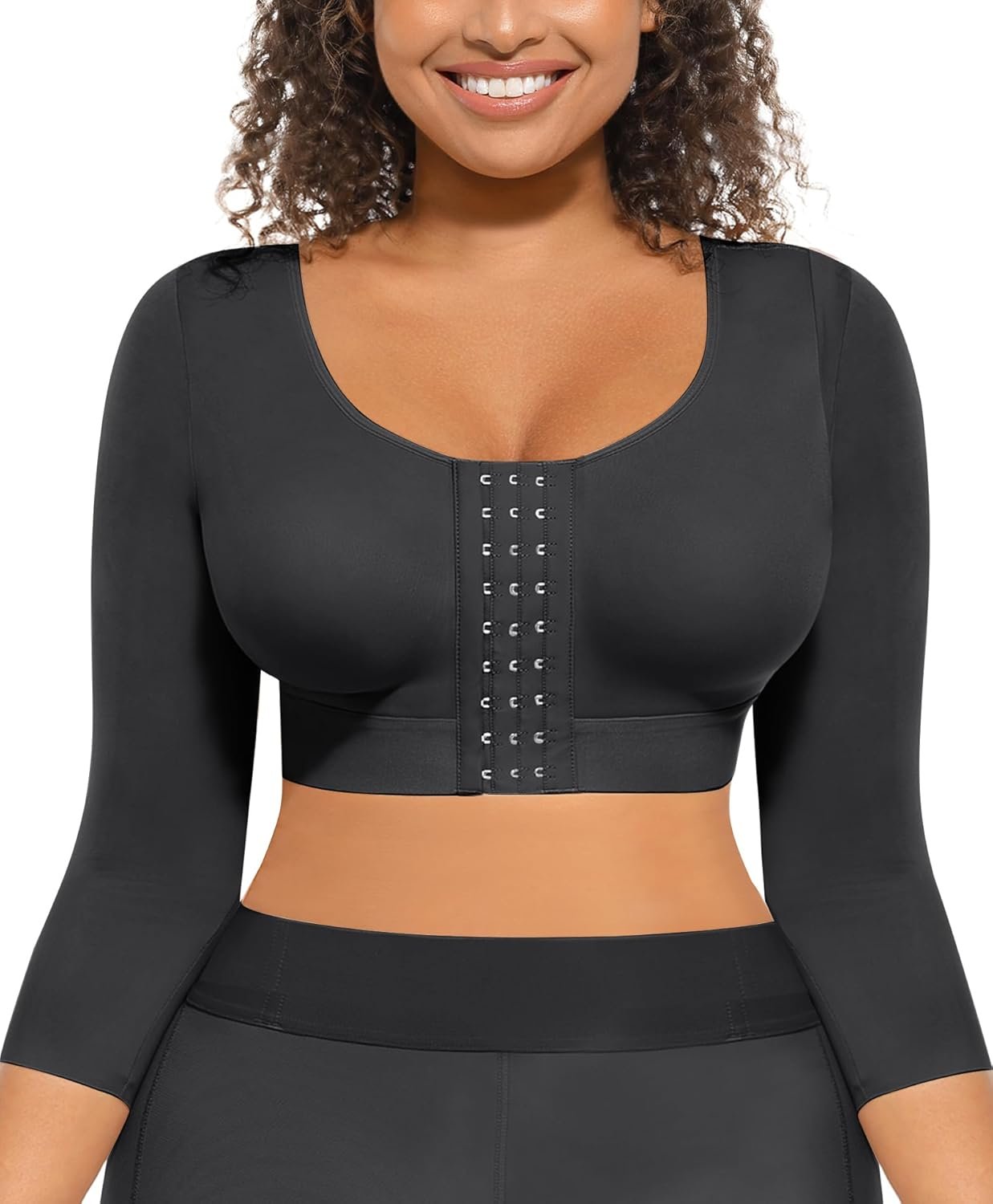 FeelinGirl Arm Shaper for Women Post Surgery Arm Lipo Compression Sleeves Slimming Arm Faja Front Closure Shapewear Bra