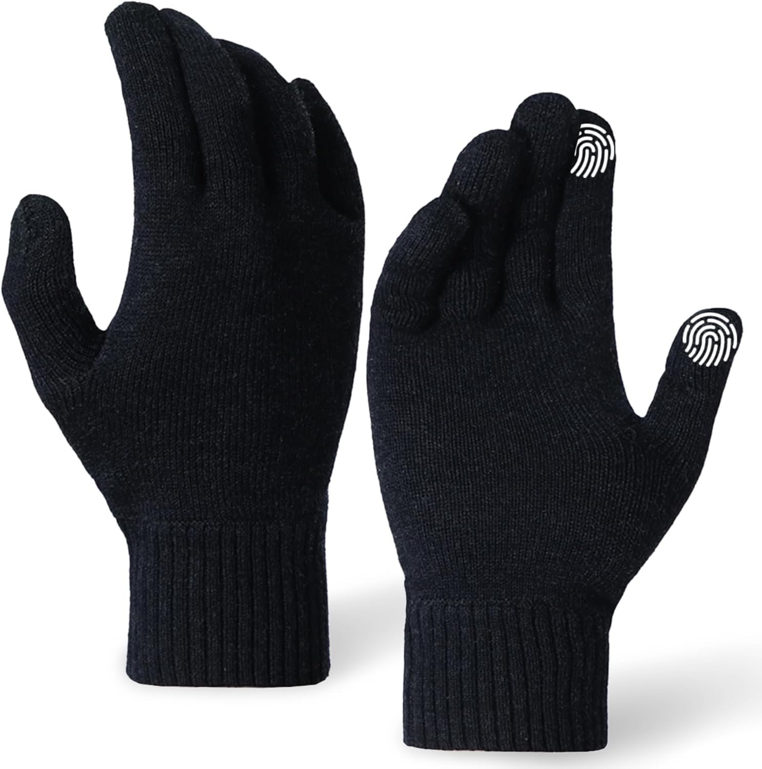WANDER Merino Wool Running Gloves for Winter Lightweight Touchscreen Thermal Knit Glove for Men&Women Upgraded