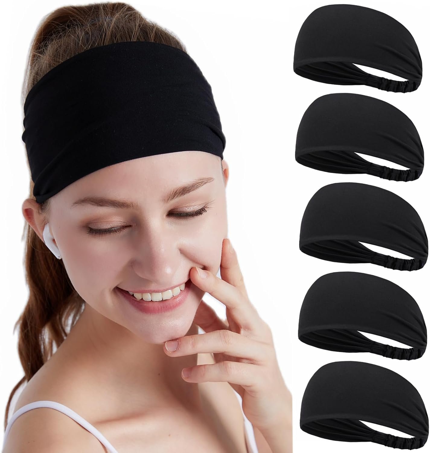 Workout Headbands for Women Sweatband Elastic Sweat Bands Elastic Headbands for Sports Running Yoga Fitness Gym Dance Athletic fits All Men and Women